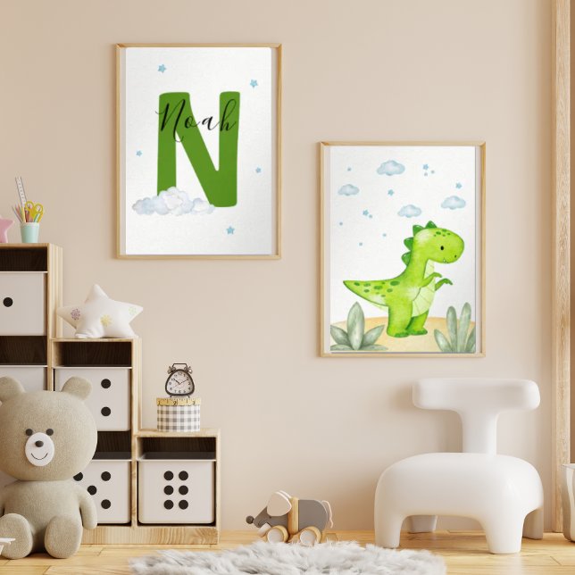 Green Dinosaur Nursery Wall Art Set of 2 Print Set (Von Creator hochgeladen)