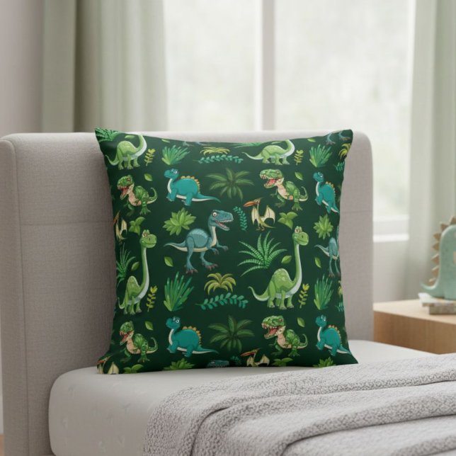 Green Dinosaur Print Decorative Pillow Kissen (Von Creator hochgeladen)