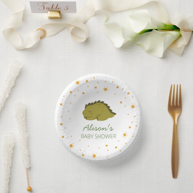 Green Dinosaur Twinkle Star Baby Dusche Party Pappteller (Hochzeit)