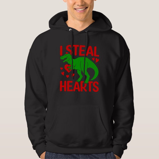 Green Dinosaur Valentine I Steal Hearts Hoodie (Vorderseite)