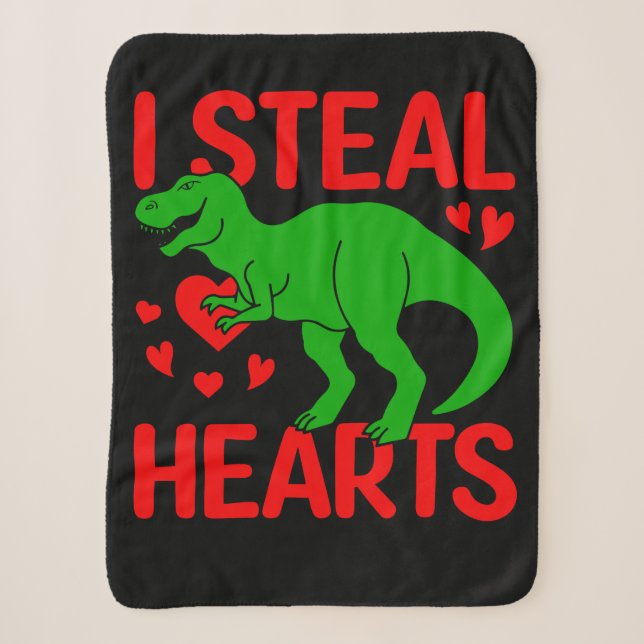 Green Dinosaur Valentine I Steal Hearts Sherpadecke (Vorderseite)