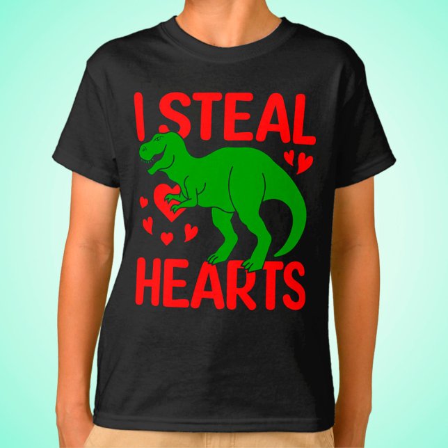 Green Dinosaur Valentine I Steal Hearts T-Shirt (Von Creator hochgeladen)