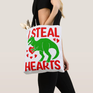 Green Dinosaur Valentine I Steal Hearts Tasche