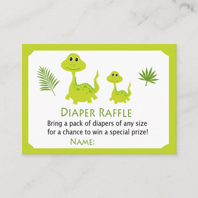 Green Dinosaurier Diaper Raffle Tickets (Vorderseite)