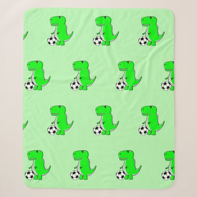 Green Dinosaurier Lieben Fußball Cartoon Muster Sherpadecke (Vorderseite)