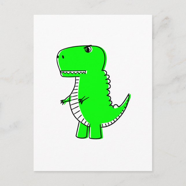 Green Dinosaurier Zeichne Niedliche Custom Postkarte (Vorderseite)