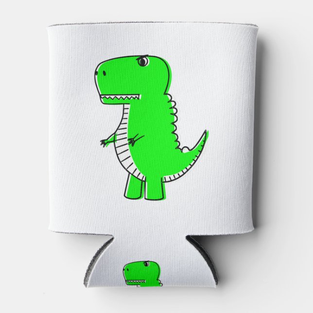 Green Dinosaurier Zeichnend Dosenkühler (Vorderseite)