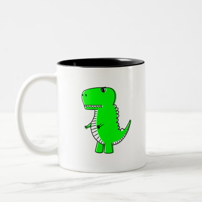 Green Dinosaurier Zeichnend Zweifarbige Tasse (Links)
