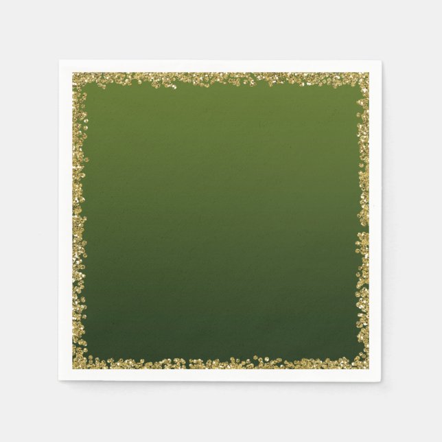 Green Dipped Gold Glitzer Glam Sparkle Party Serviette (Vorderseite)