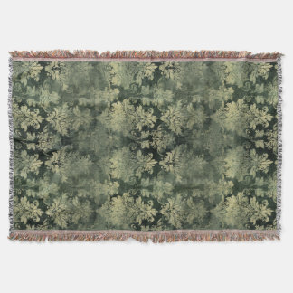 Green Distressed Damask Muster Decke