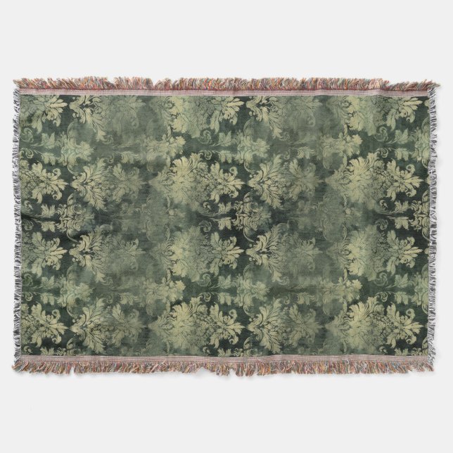 Green Distressed Damask Muster Decke (Vorderseite)