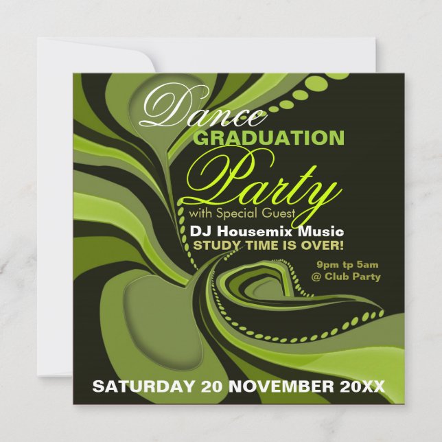 Green Diva Graduation House Fête Invitation (Devant)