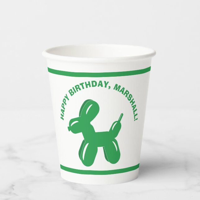 Green Dog Ballon Tier Personalisiertes Party Pappbecher (Vorderseite)
