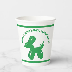 Green Dog Balloon Animal Personalisiert Party Pappbecher
