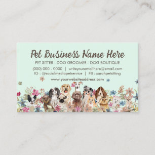 Green Dog Walker Floral Logo Visitenkarte