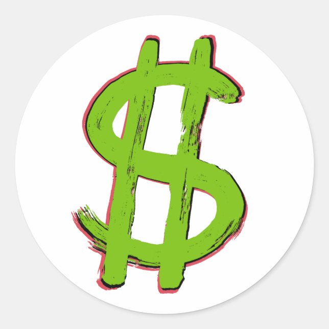 Green-Dollar-Zeichen Runder Aufkleber (Vorderseite)