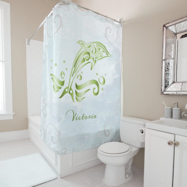Green Dolphin Personalisiert Duschvorhang (Beispiel)