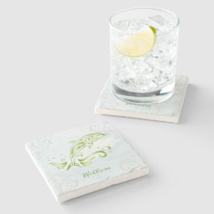 Green Dolphin Personalisiert Stone Untersetzer