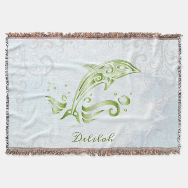Green Dolphin Personalisiert Throw Blanket Decke (Vorderseite)