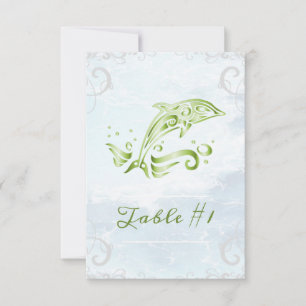 Green Dolphin Wedding Table Card Einladung
