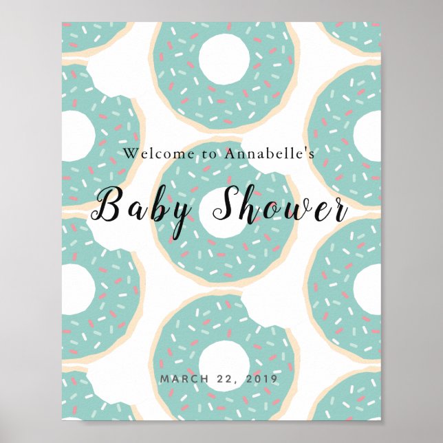 Green Donut Baby Dusche Begrüßungszeichen Poster (Vorne)