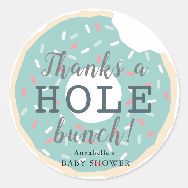 Green Donut Baby Dusche Vielen Dank Sticker (Vorderseite)