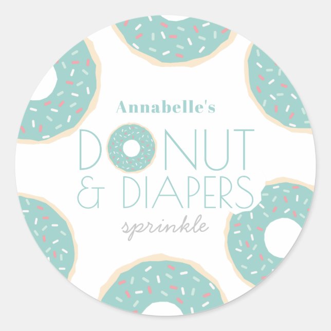 Green Donut & Diapers Baby Sprinkle Boy Runder Aufkleber (Vorderseite)