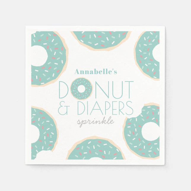 Green Donut & Diapers Baby Sprinkle Boy Serviette (Vorderseite)