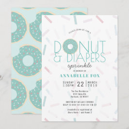 Green Donut & Diapers Sprinkle Baby Dusche Einladung