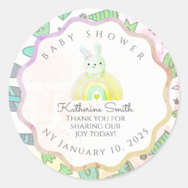 GREEN donuts pastel babyshower BUNNY Runder Aufkleber