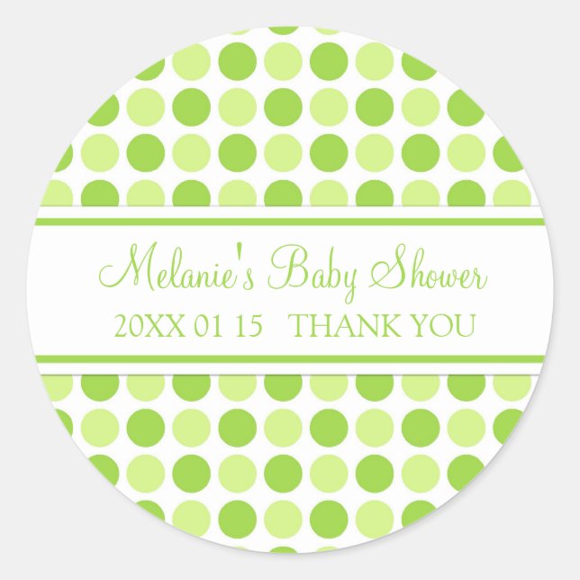 Green Dots Baby Dusche Pflegeaufkleber Runder Aufkleber (Vorderseite)