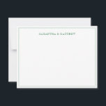 Green Double Border Coupardkarte Mitteilungskarte<br><div class="desc">Green Double Border Couple Note Card - eine schnelle Dankeschön an Freunde, zum Abendessen einladen Party, Wochenendbesuch oder Ausflug, etc.</div>