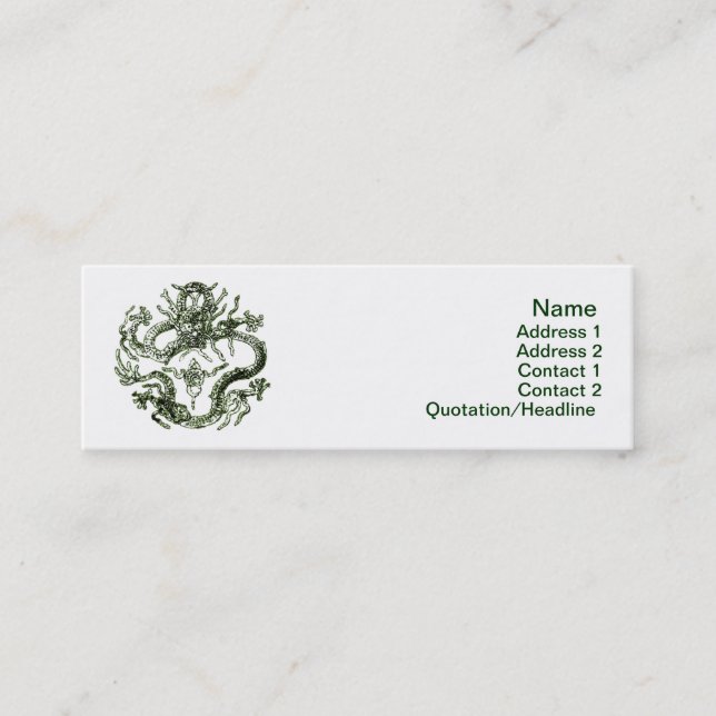 Green Dragon Business Card Mini Visitenkarte (Vorderseite)