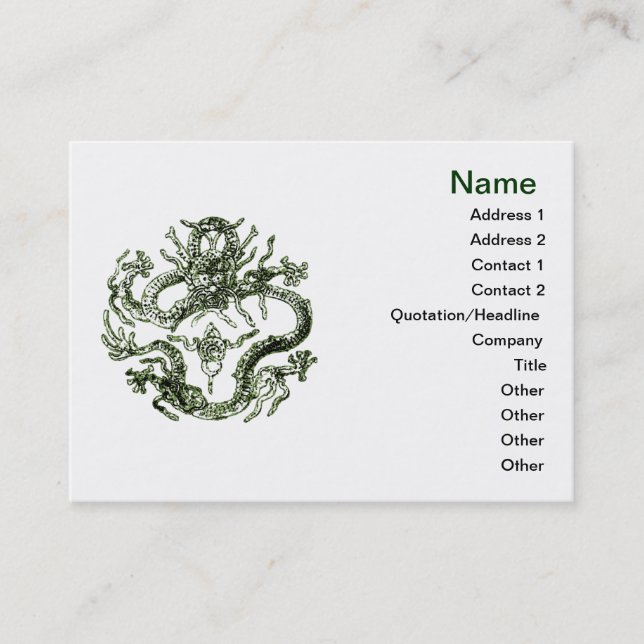 Green Dragon Business Card Visitenkarte (Vorderseite)