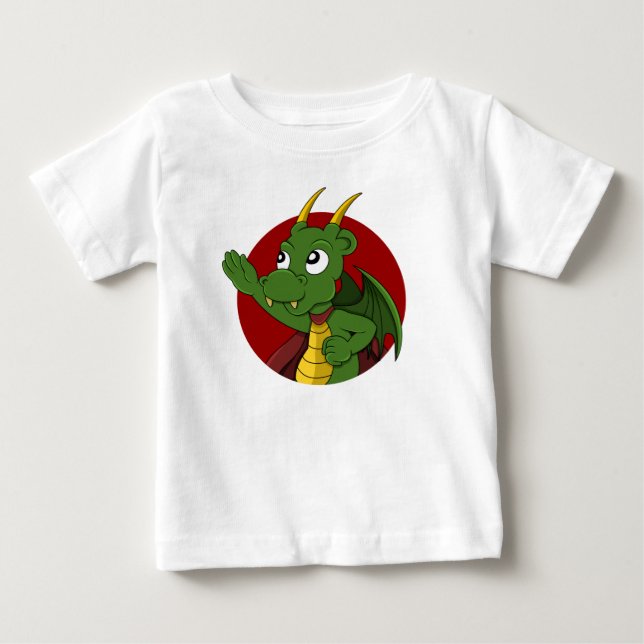 Green Dragon Cartoon Baby T - Shirt (Vorderseite)