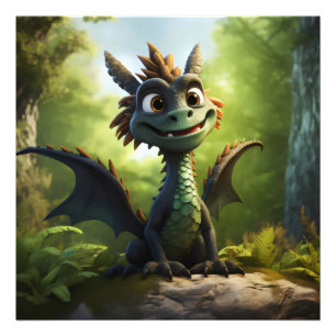 Green Dragon Cartoon Fotodruck