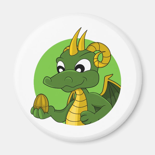 Green Dragon Cartoon Magnet (Vorne)