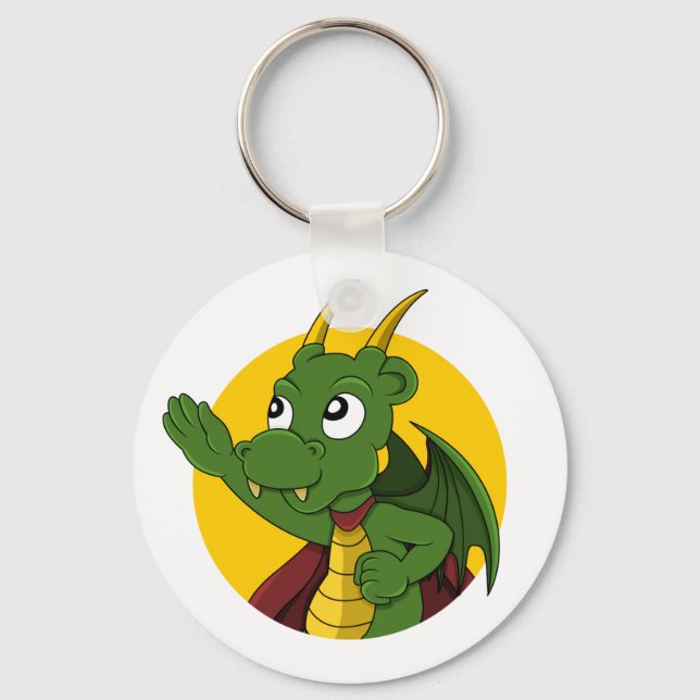 Green Dragon Cartoon Schlüsselanhänger (Vorderseite)