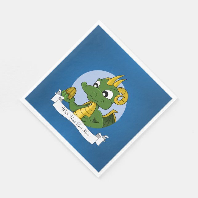 Green Dragon Cartoon Serviette (Ecke)