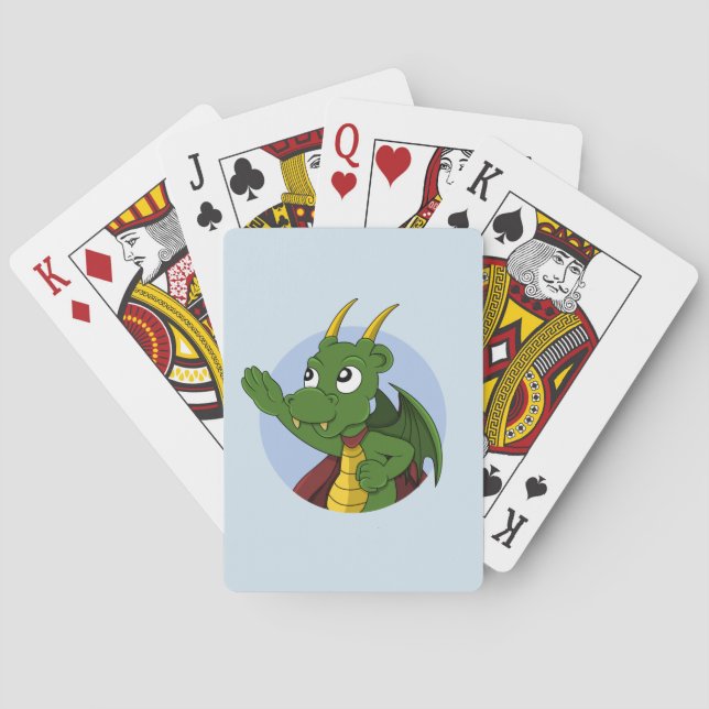 Green Dragon Cartoon spielt Karten Spielkarten (Rückseite)