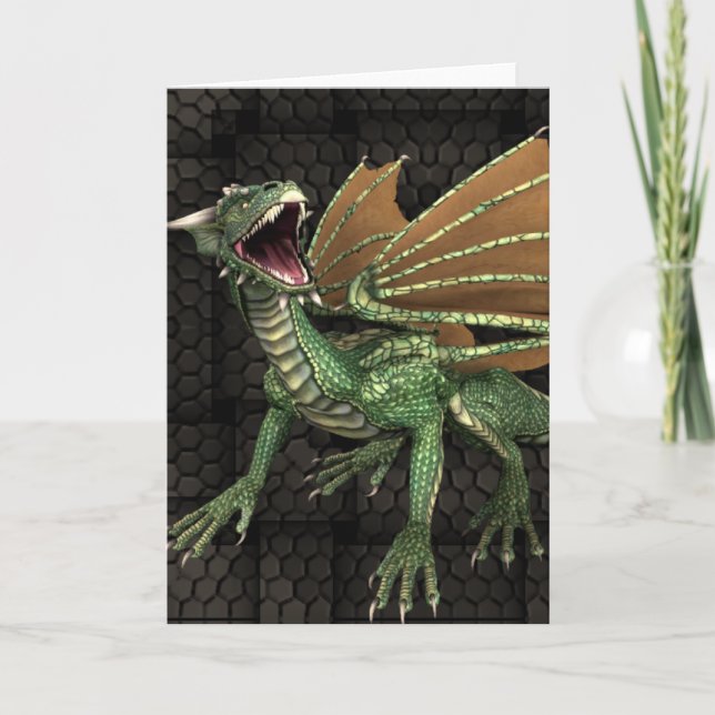 Green Dragon Fantasy Blank Grußkarte Karte (Vorderseite)
