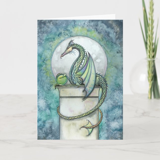 Green Dragon Fantasy Grußkarte Karte (Vorderseite)