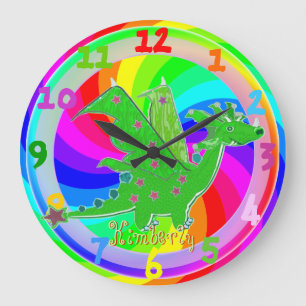 Green Dragon Kids Horloge personnalisable Nom Kimb