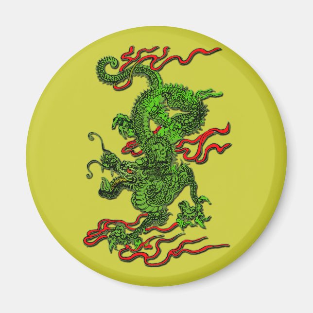 Green Dragon mit Red Ribbons Apparel & Geschenke Magnet (Vorne)