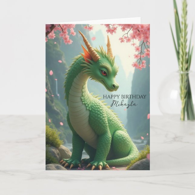 Green Dragon Personalisiert Geburtstag Karte (Vorderseite)