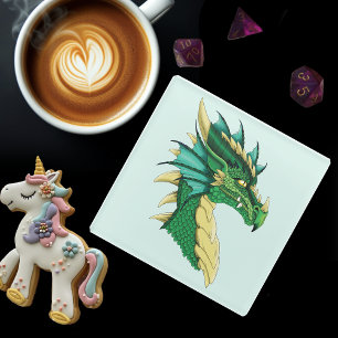 Green Dragon Portrait Glasuntersetzer