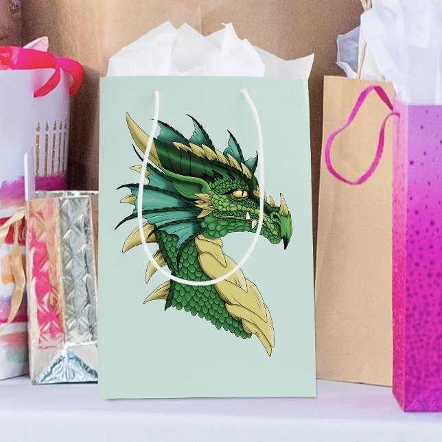 Green Dragon Portrait Mittlere Geschenktüte (Von Creator hochgeladen)