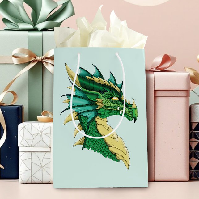 Green Dragon Portrait Mittlere Geschenktüte (Von Creator hochgeladen)
