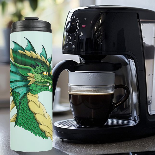 Green Dragon Portrait Thermosbecher (Von Creator hochgeladen)