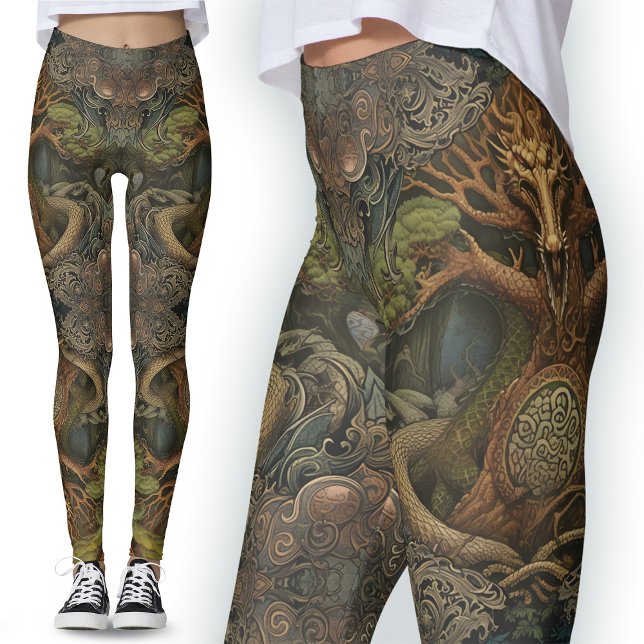 Green Dragon Tattoo Leggings: Celtic Viking Art Leggings (Von Creator hochgeladen)
